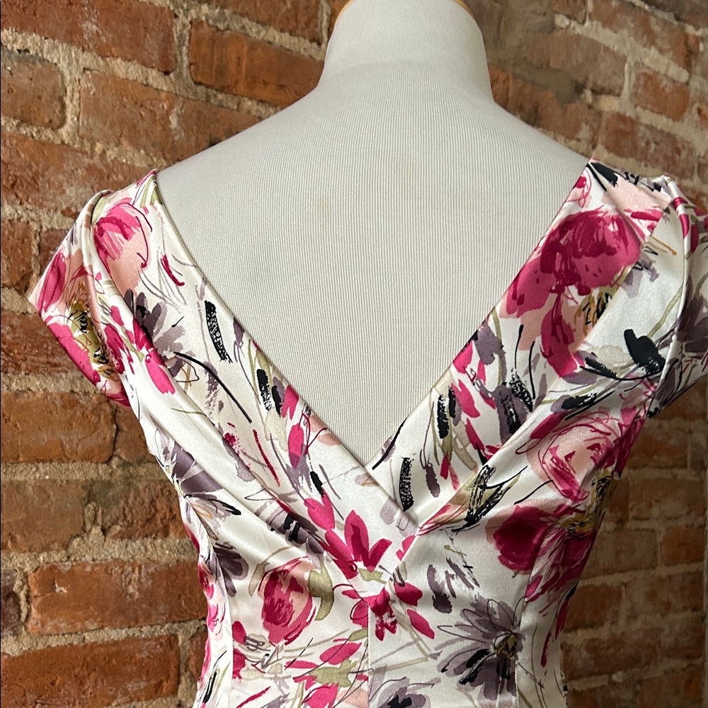 Maggy London Pink and Purple Floral Midi Dress - Picture 4 of 4